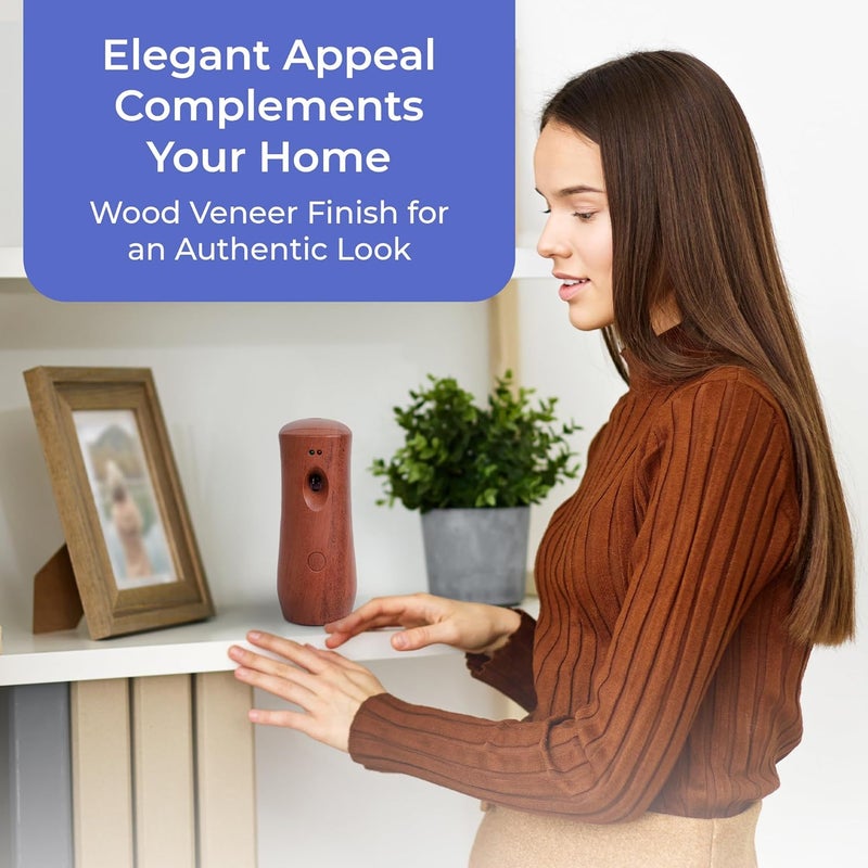 EnBath Automatic Air Freshener Spray Dispenser: Automatic Spray Dispenser with Elegant Wood Design for Commercial or Home Use (2-Pack), Battery Powered Free Standing or Wall Air freshener, Three Time Release - Image 4
